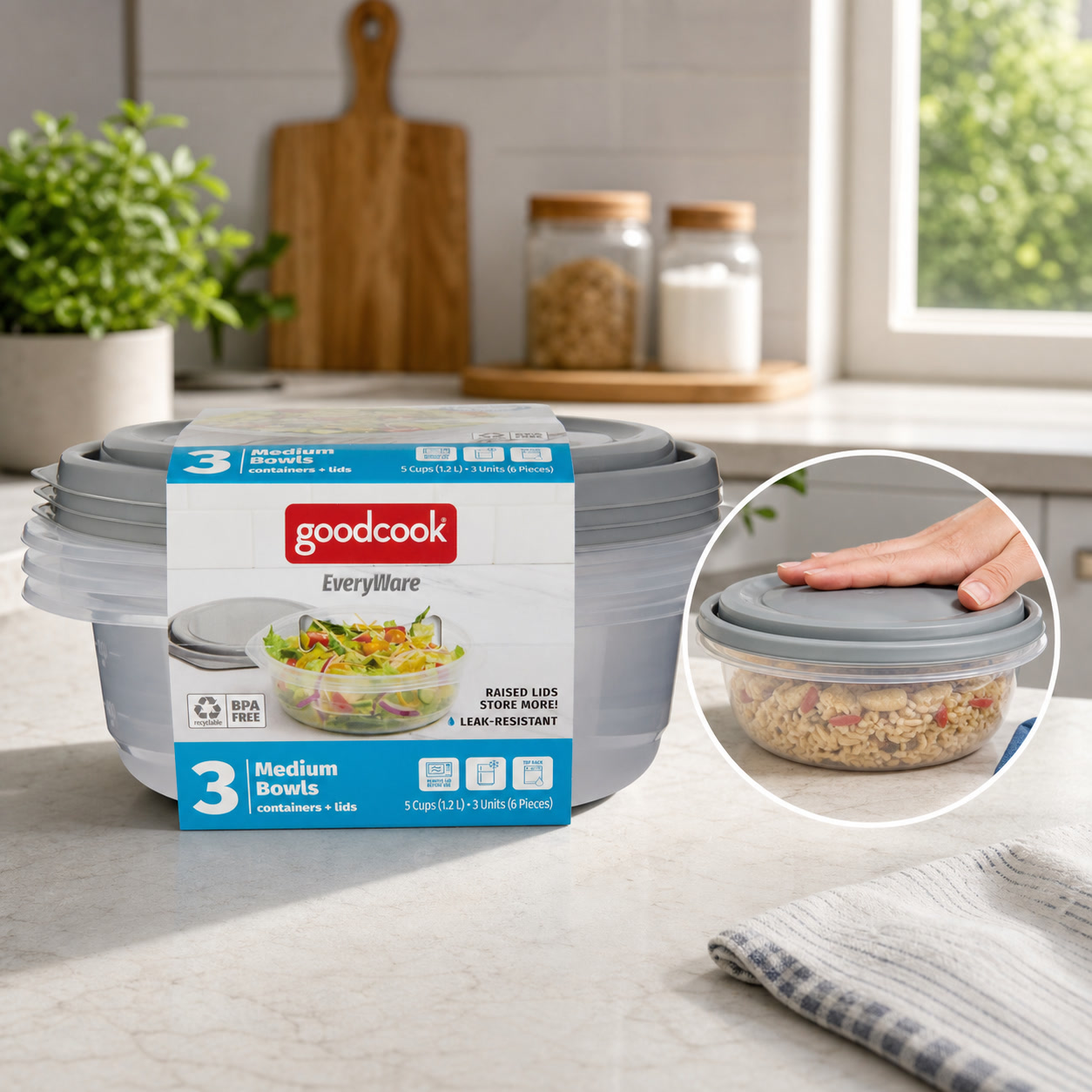 Food Storage For Pantry - 6 peças de recipientes redondos para