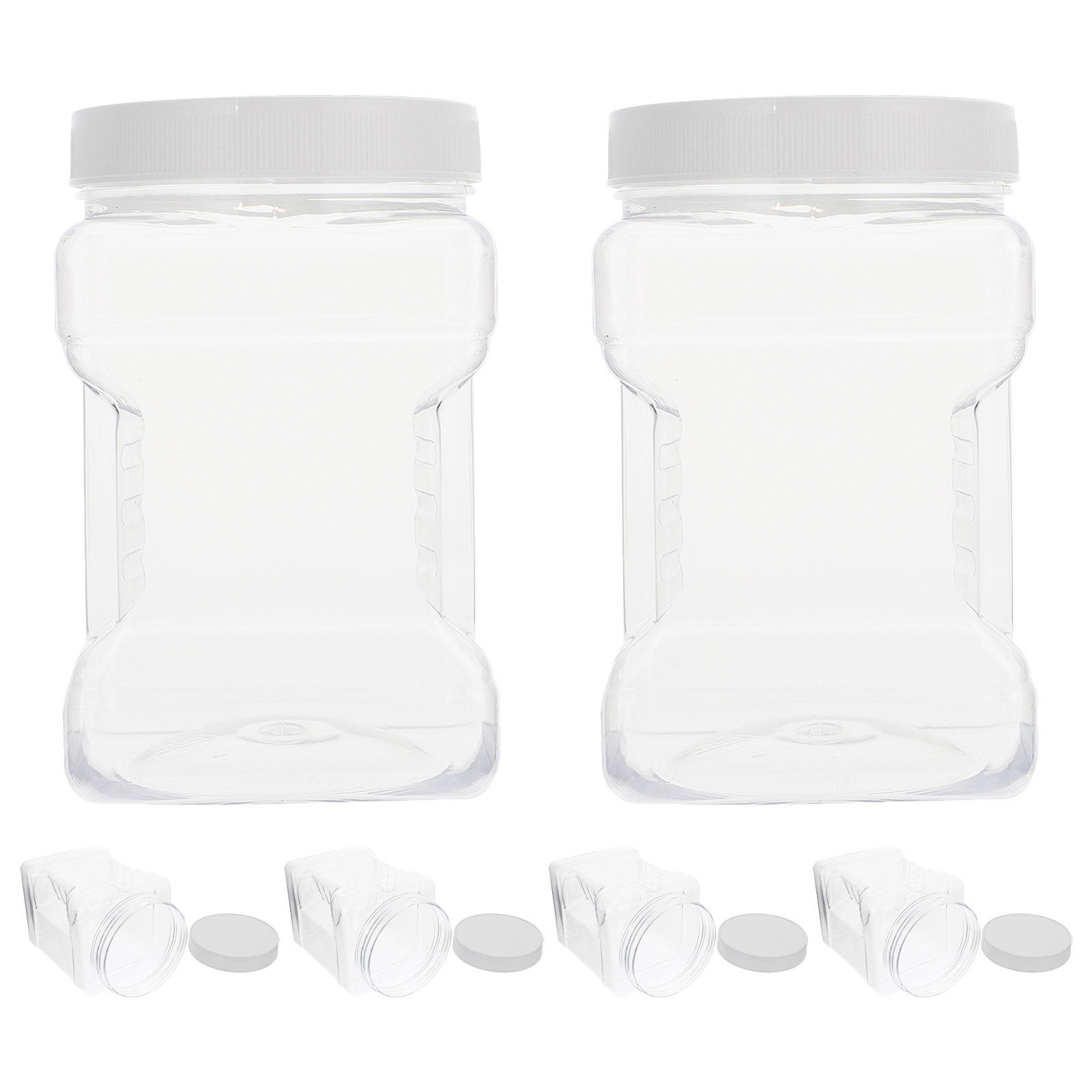 Food Storage Kitchen - 6 Potes Transparentes Quadrados de Plástico
