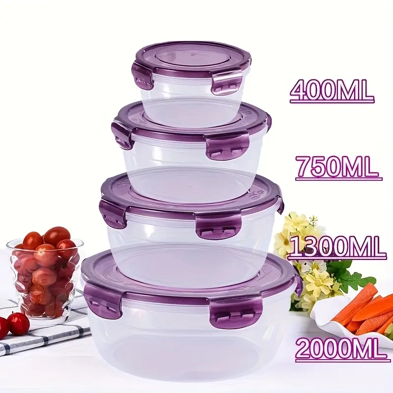 Food Storage Meals - 4 Recipientes Plásticos para Armazenamento de