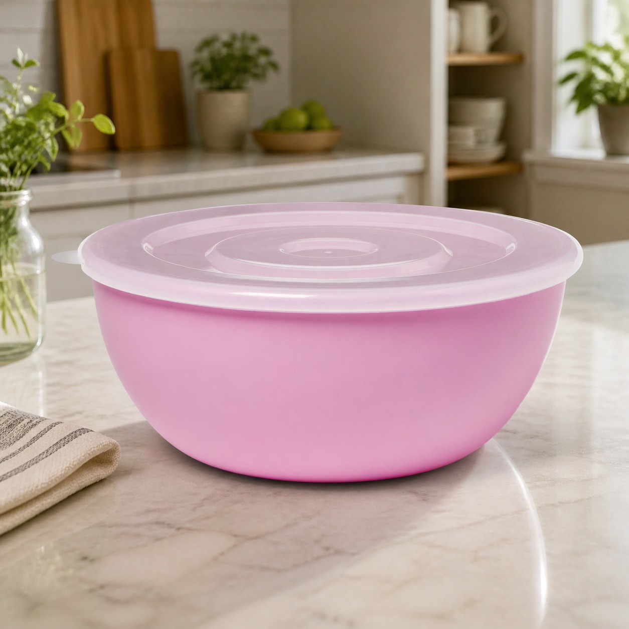Food Storage Meals - Tigela Rosa com Tampa Correspondente, Recipiente