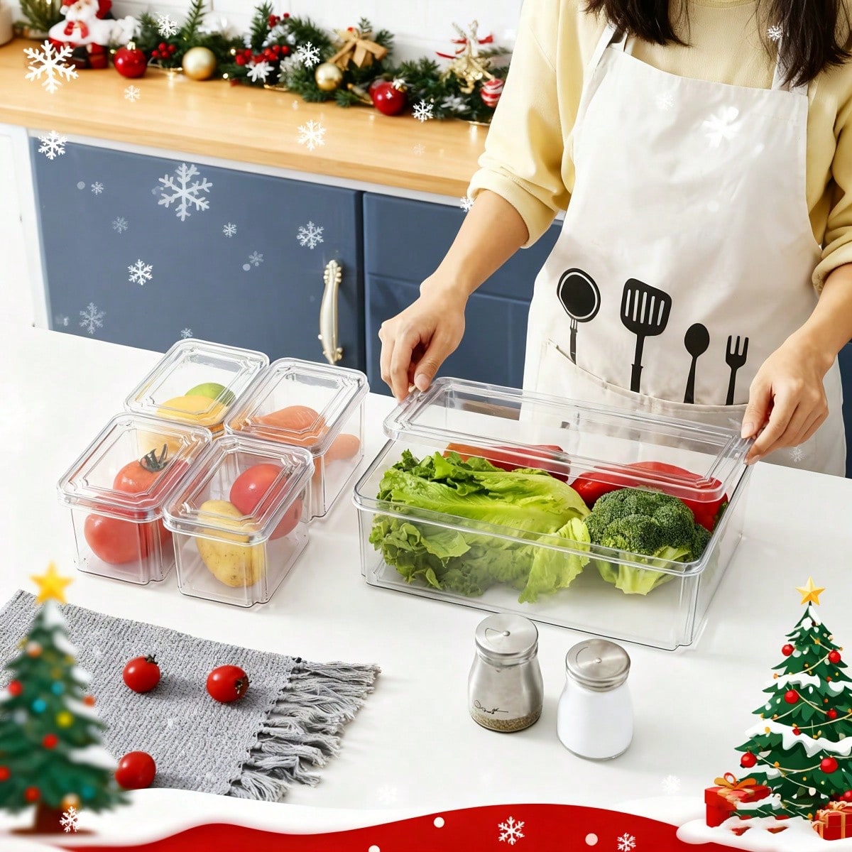 Conjunto de 7/14 caixas organi - Food Storage Vegetables avaliação e preço