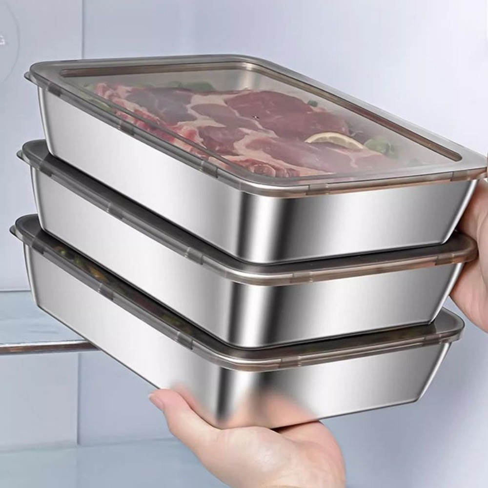 Bandeja de Servir em Aço Inoxi - Food Storage Meals avaliação e preço
