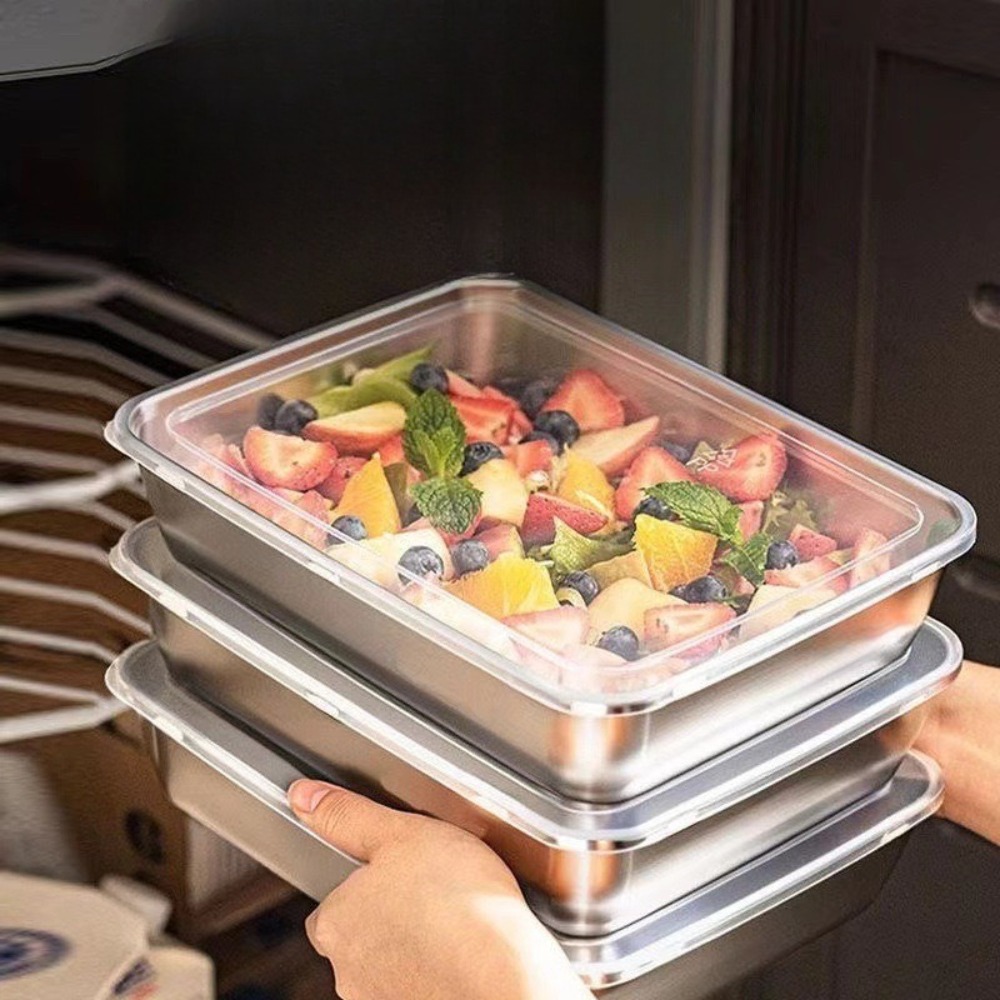Bandeja de Servir em Aço Inoxi - Food Storage Meals avaliação e preço