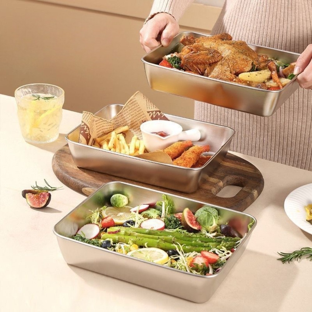 Bandeja de Servir em Aço Inoxi - Food Storage Meals avaliação e preço
