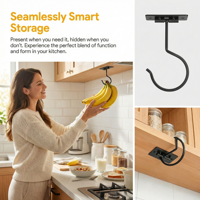 Gancho Adesivo de Metal Preto  - Food Storage Kitchen Cabinet avaliação e preço
